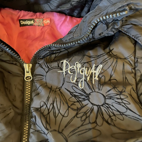 Desigual | Black Paisley Rick Puffer Coat - Girls - Picture 5 of 6
